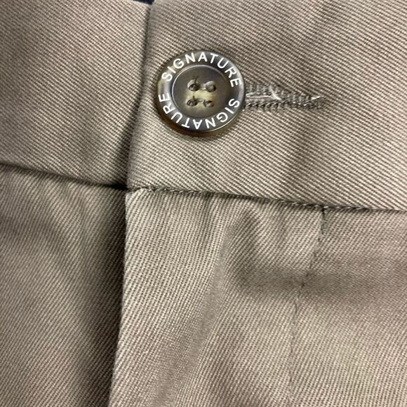 SIGNATURE, Men’s pants, flat front, tag says 36/32, hand measures 35/32, brown, - Picture 9 of 12